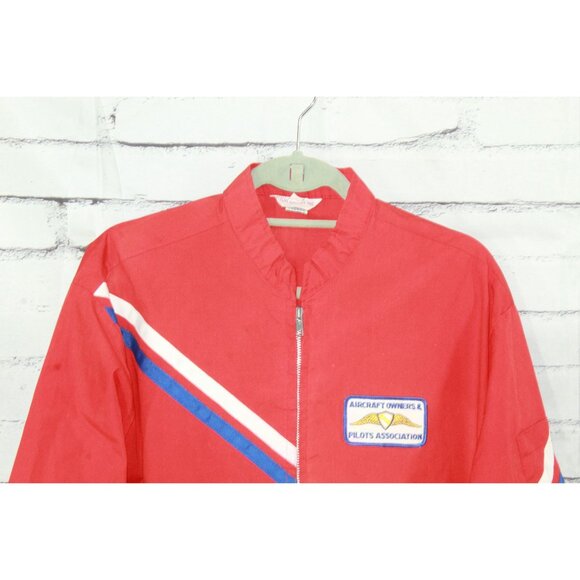 Vintage Flight Apparel Ind. Red Zip AOPA Patch Jacket Men's XL Retro Aviation - Picture 6 of 12
